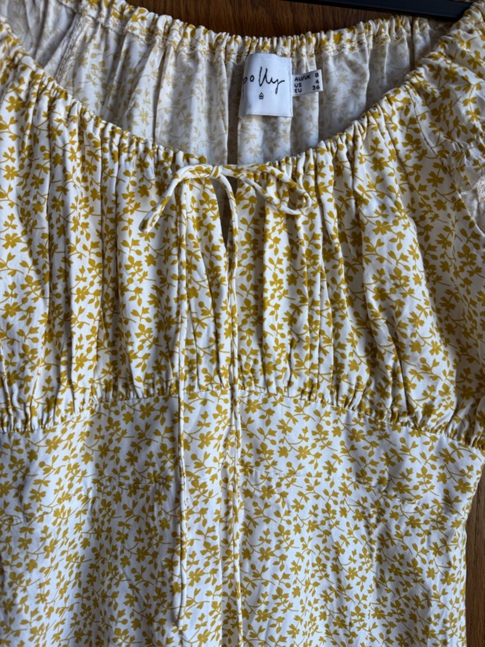 Princess Polly Yellow Floral Off-Shoulder Silk Blend Sundress 4 - Picture 3 of 6